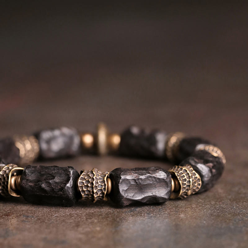 Buddha Stones Tibetan Ebony Wood Copper Calm Peace Bracelet - image 3