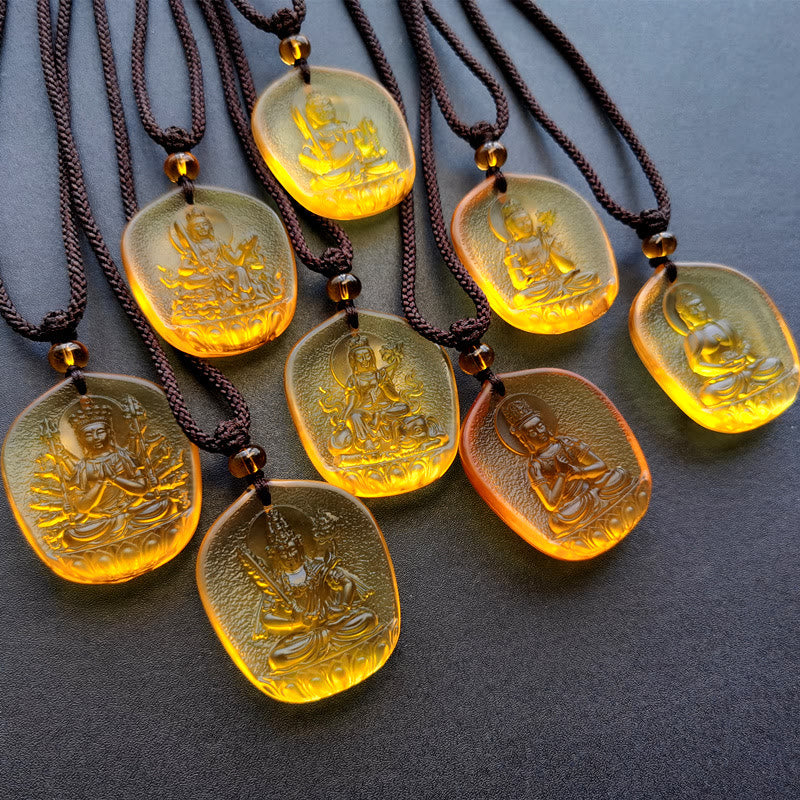 Buddha Stones Chinese Zodiac Natal Buddha Blessing Liuli Crystal Compassion Necklace Pendant - image 8