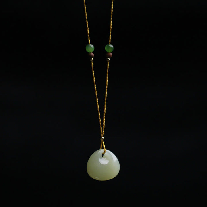 Natural Hetian Jade Small Bag Pattern Prosperity String Necklace Pendant - Hetian Jade 22.5*20.3*10.5mm - image 0