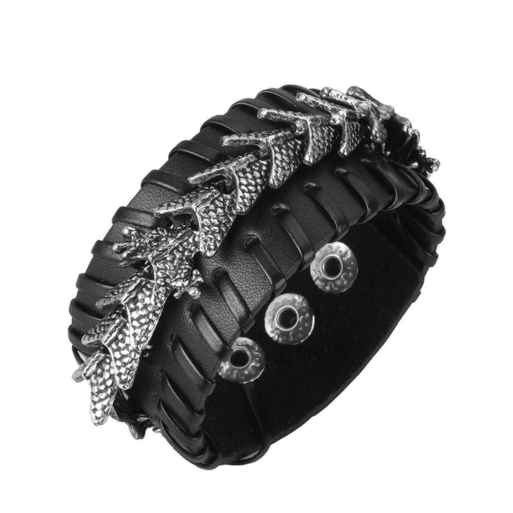 Buddha Stones Dragon Leather Protection Weave Bracelet - Black - image 8