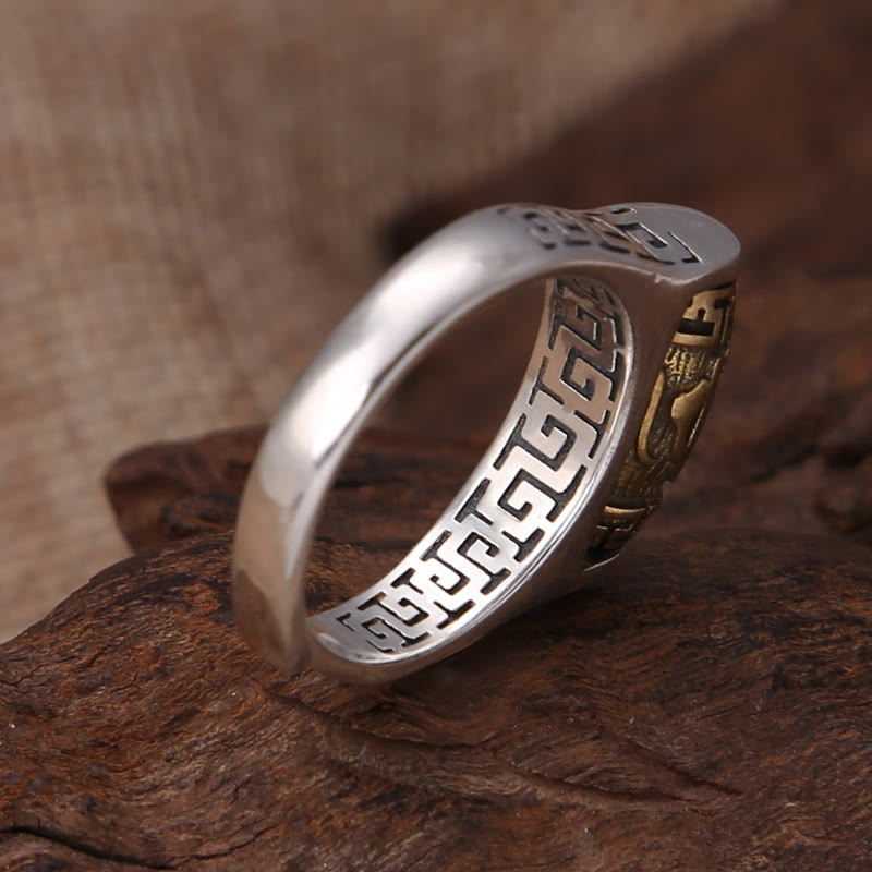 Buddha Stones Tibet Om Mani Padme Hum Carved Design Purity Rotatable Ring - image 4