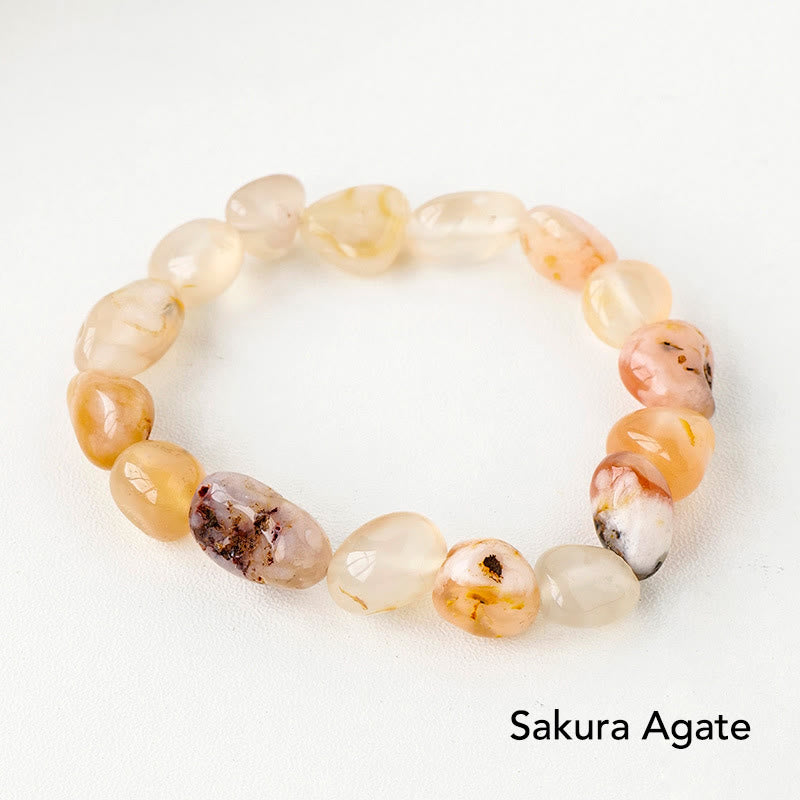 Natural Irregular Shape Crystal Stone Spiritual Awareness Bracelet - Sakura Agate - image 55