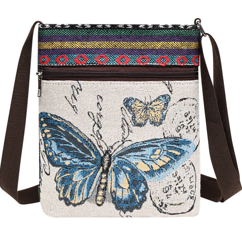 Buddha Stones Elephant Butterfly Embroidered Canvas Tote Bag Shoulder Bag Crossbody Bag - image 26