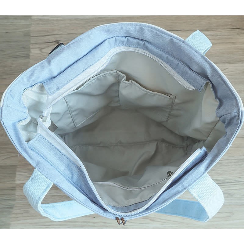 Buddha Stones Pear Flower Plum Peach Blossom Bamboo Embroidery Canvas Large Capacity Shoulder Bag Tote Bag - image 8