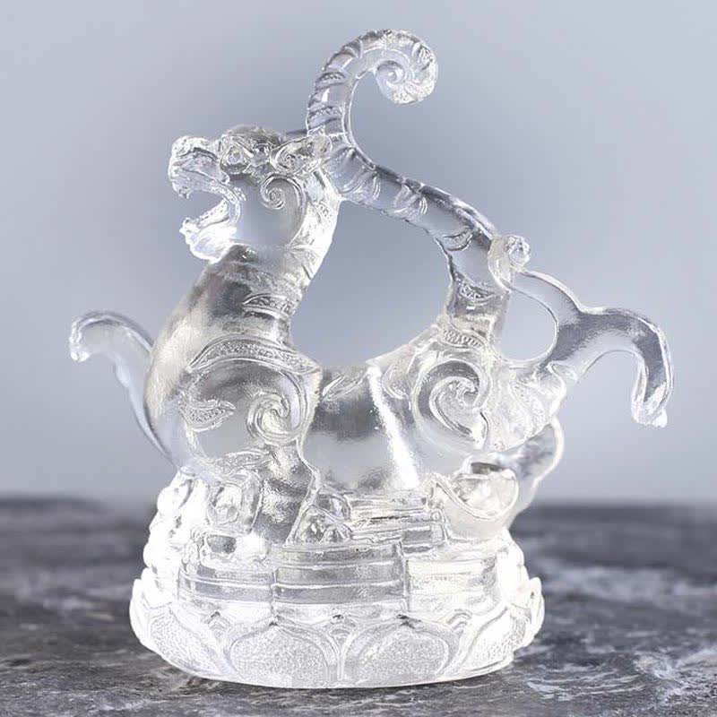 Buddha Stones Feng Shui Four Symbols Azure Dragon Handmade Liuli Crystal Art Piece Home Office Decoration - image 7