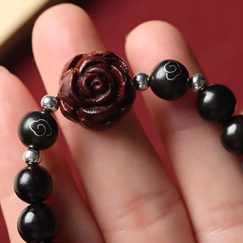 Buddha Stones Small Leaf Red Sandalwood Sooth Bracelet - image 4