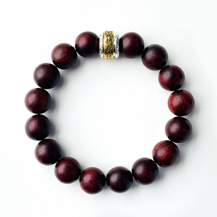 Buddha Stones Small Leaf Red Sandalwood Amulet Protection Bracelet - image 5