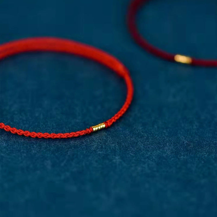 Buddha Stones 925 Sterling Silver Lucky Golden Bead Braided String Bracelet Anklet - image 11