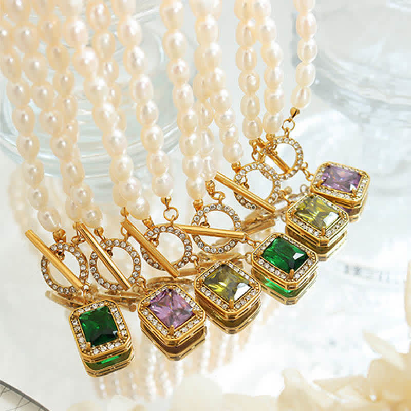 Pearl Zircon Wealth Charm Necklace Pendant - image 2