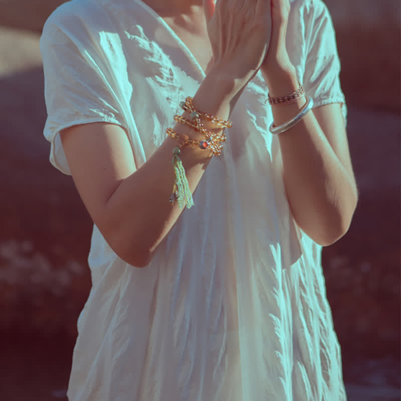 Buddha Stones 108 Mala Beads 925 Sterling Silver Citrine Sandalwood Turquoise Protection Prosperity Bracelet - image 7