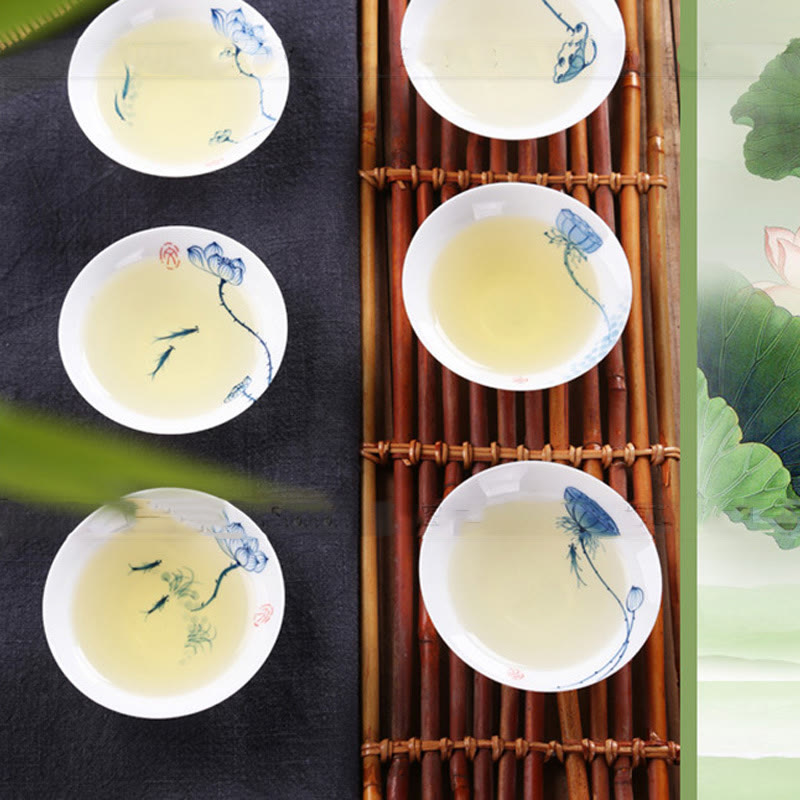 Buddha Stones Vintage Plum Orchid Bamboo Chrysanthemum Lotus Koi Fish Ceramic Teacup Kung Fu Tea Cups - image 23