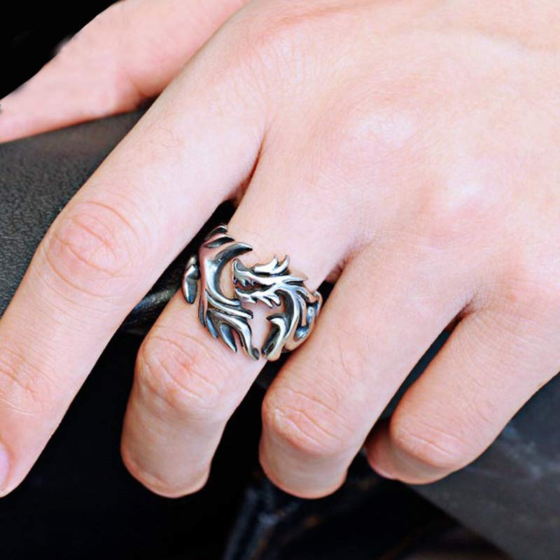 Buddha Stones Dragon Pattern Protection Strength Adjustable Ring - image 4