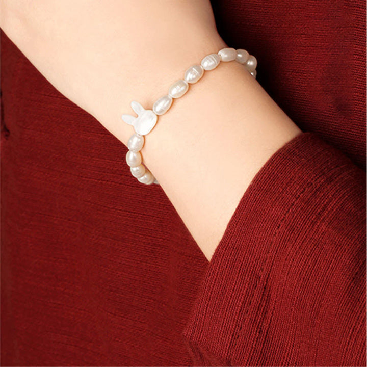 Buddha Stones Natural Pearl Cute Rabbit Sincerity Bracelet - image 6