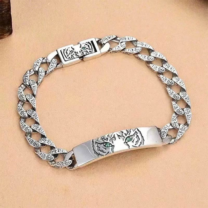 Buddha Stones Tiger Tang Dynasty Flower Design Copper Luck Chain Bracelet - image 12