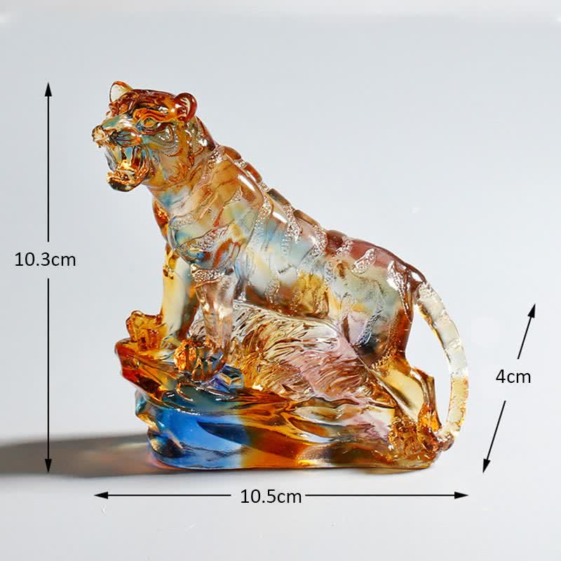 Buddha Stones Handmade Liuli Crystal Tiger Art Piece Protection Home Decoration - image 7