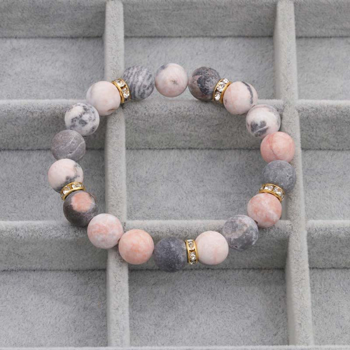 Buddha Stones Anxiety Stress Healing Crystal Zebra Jasper Bead Bracelet - image 4