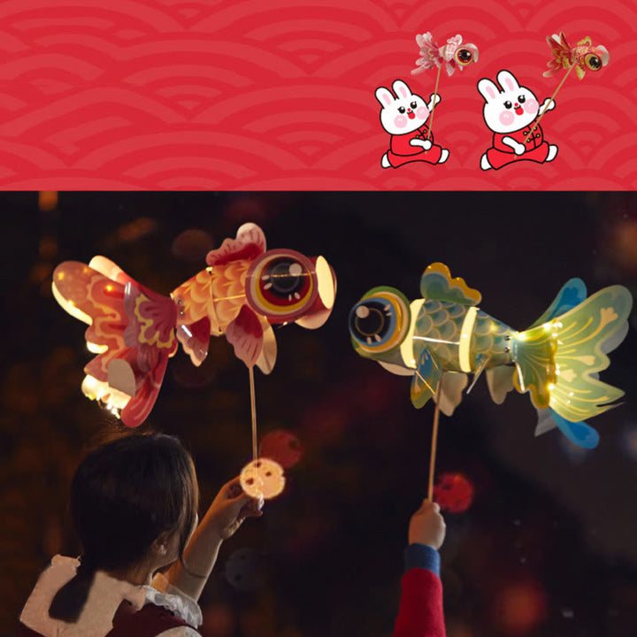 Buddha Stones DIY Fortune Luck Koi Fish Paper Lantern Lamp Mid-Autumn Festival Child Kids Lantern Decoration - image 11
