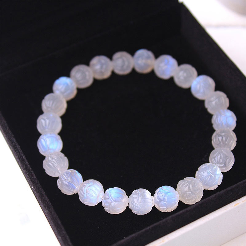 Buddha Stones Natural Moonstone Lotus Love Bracelet - image 9