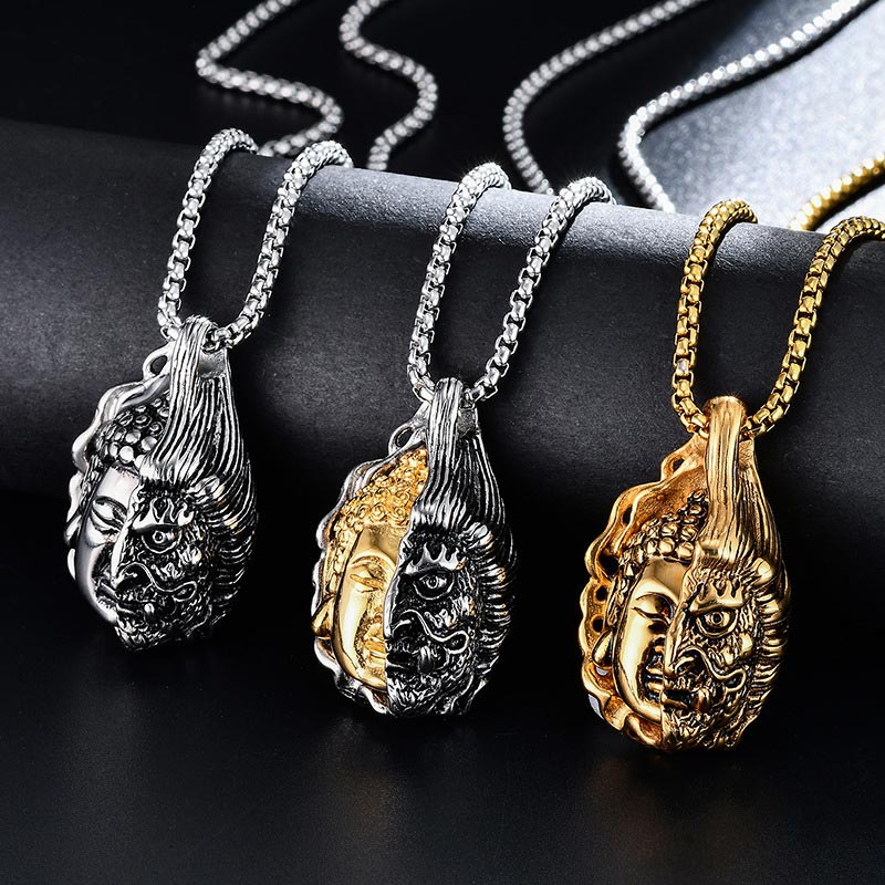 Buddha Stones Half Buddha Half Devil Powerful Necklace - image 1