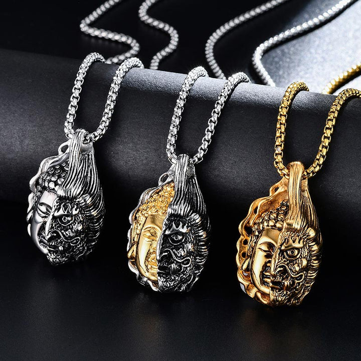 Buddha Stones Half Buddha Half Devil Powerful Necklace - image 1