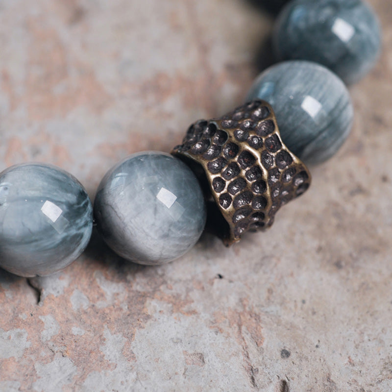 Buddha Stones Eagle's Eye Stone Ebony Wood Copper Confidence Couple Bracelet - image 11