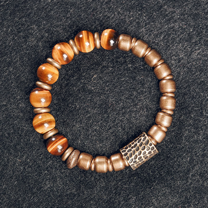 Buddha Stones Tiger Eye Stone Copper Protection Bracelet - image 4
