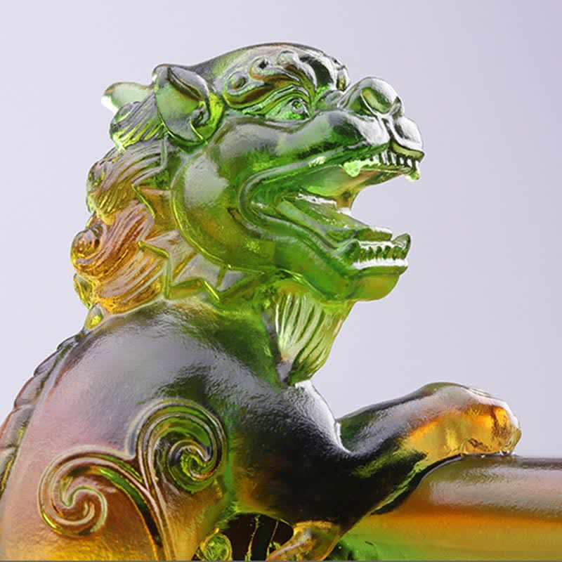 Buddha Stones Handmade Liuli Crystal PiXiu Treasure Bowl Art Piece Home Decoration - image 4