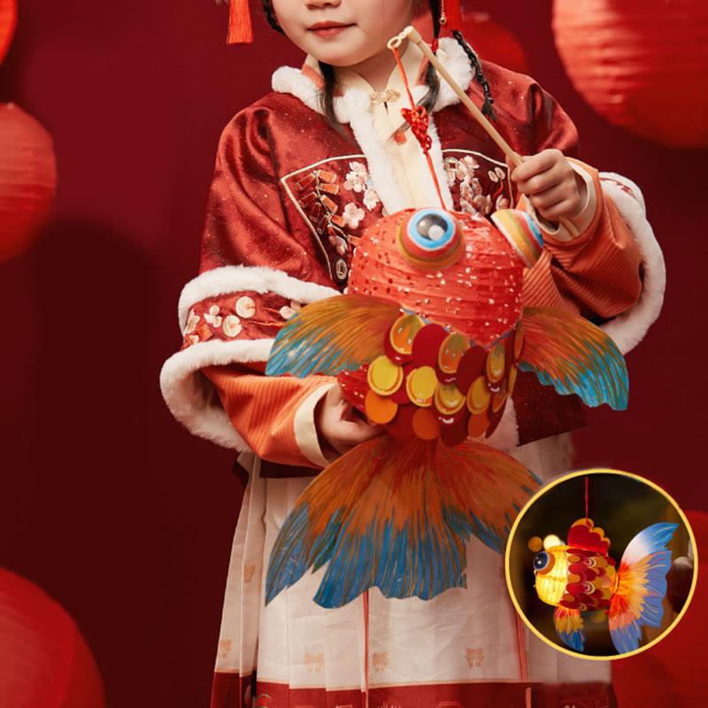 Buddha Stones DIY Good Luck Koi Fish Paper Lantern Lamp Mid-Autumn Festival Child Kids Lantern Decoration - image 5