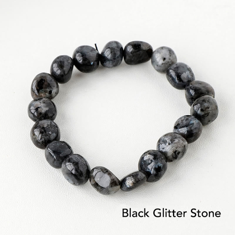 Natural Irregular Shape Crystal Stone Spiritual Awareness Bracelet - Black Glitter Stone - image 21