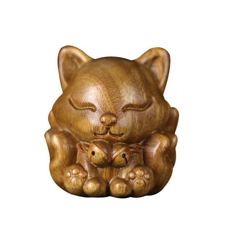 Buddha Stones Mini Nine Tailed Fox Ivory Fruit Sandalwood Green Sandalwood Blessing Decoration - image 23