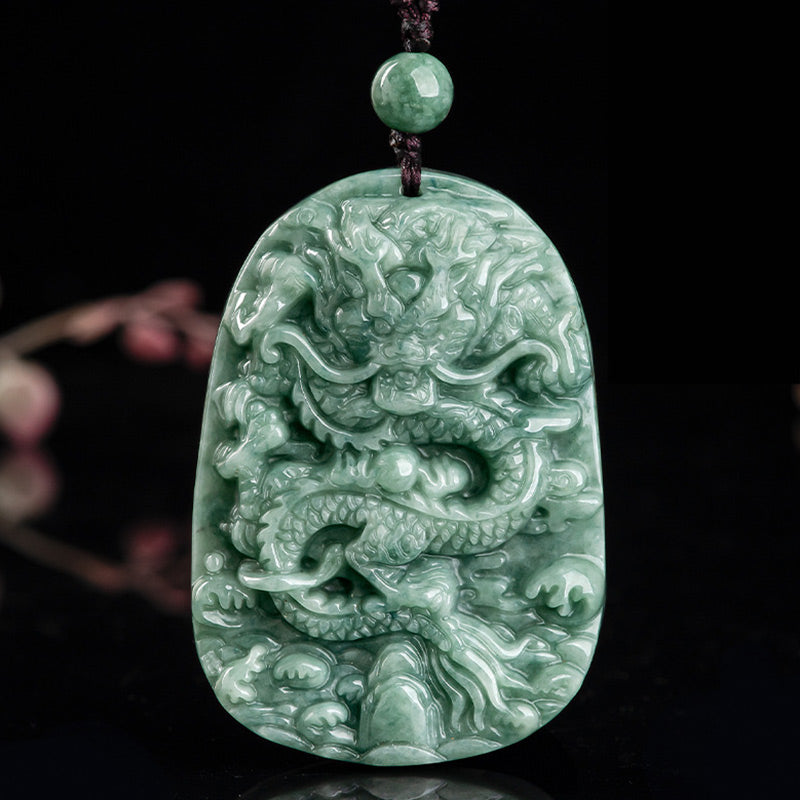 Buddha Stones Chinese Zodiac Dragon Jade Prosperity Necklace Bead String Pendant - image 5