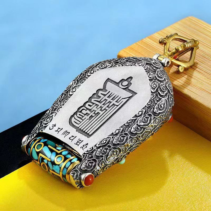 Buddha Stones Tibet Chinese Zodiac Natal Buddha Thangka Prosperity Rotatable Dzi Bead Necklace Pendant - image 3