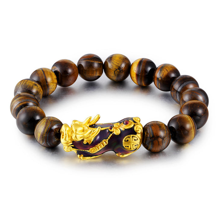 Buddha Stones  Tibetan Handcrafted Tiger Eye Feng Shui Bracelet - Tiger Eye - image 0