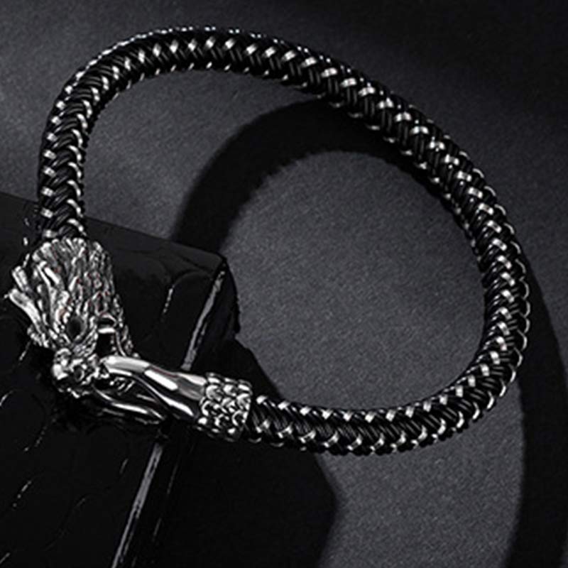 Buddha Stones Dragon Titanium Steel Protection Luck Bracelet - image 4