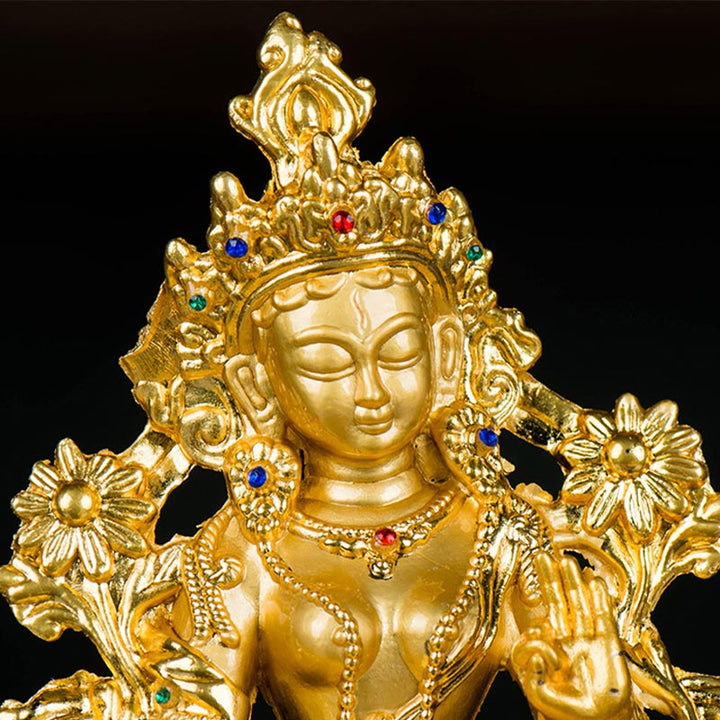 Buddha Stones Bodhisattva White Tara Hope Protection Gold Plated Statue Decoration - image 9