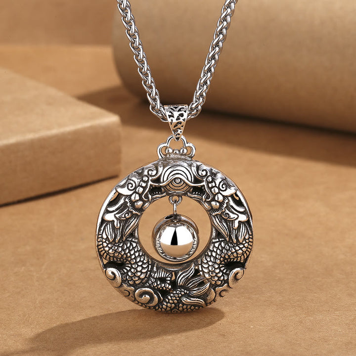 Buddha Stones Double Dragon Playing Bead Copper Protection Necklace Pendant - Dragon(Protection♥Success) - image 0