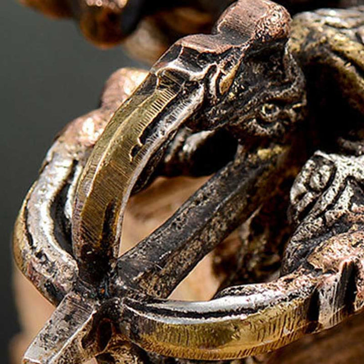 Tibetan Handmade 5 Prong Double Dorje Copper Iron Thunderbolt Strength Vajra - image 6