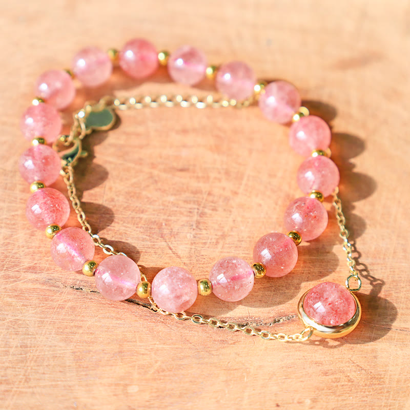 Buddha Stones Sun Stone Strawberry Quartz Crystal Positive Bracelet - image 4
