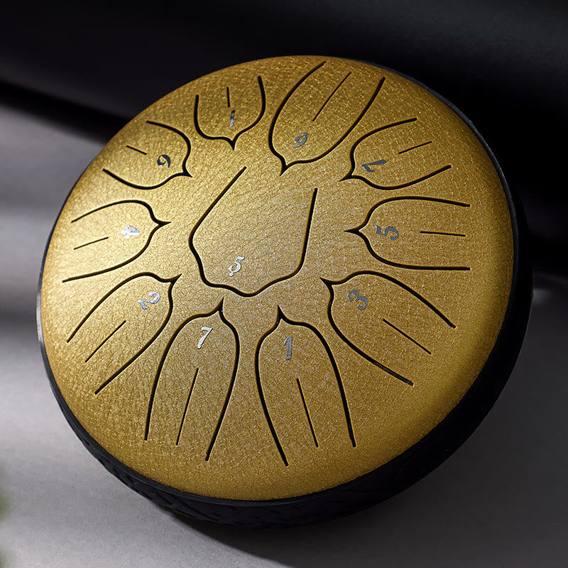 Buddha Stones Steel Tongue Drum Sound Healing Meditation Yoga Lotus Drum Kit 11 Note 6 Inch - Gold - image 2