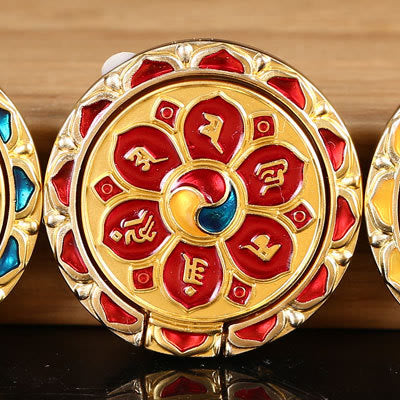 Tibetan Om Mani Padme Hum Peace Phone Ring Bracket Universal Phone Holder Decorations - Red Gold Six Mantras - image 18