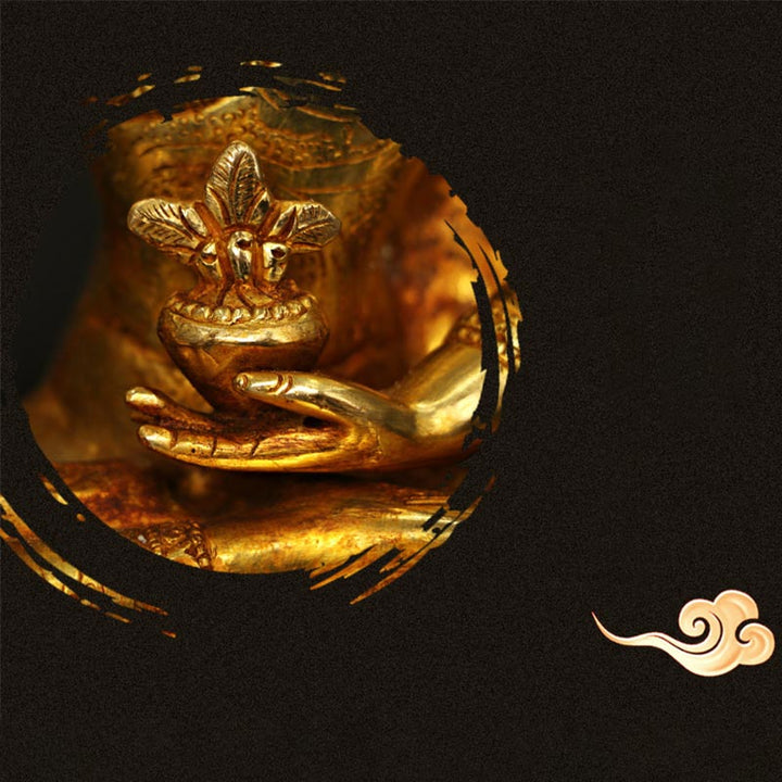 Buddha Stones Buddha Shakyamuni Medicine Buddha Compassion Copper Gold Plated Statue Decoration - image 11