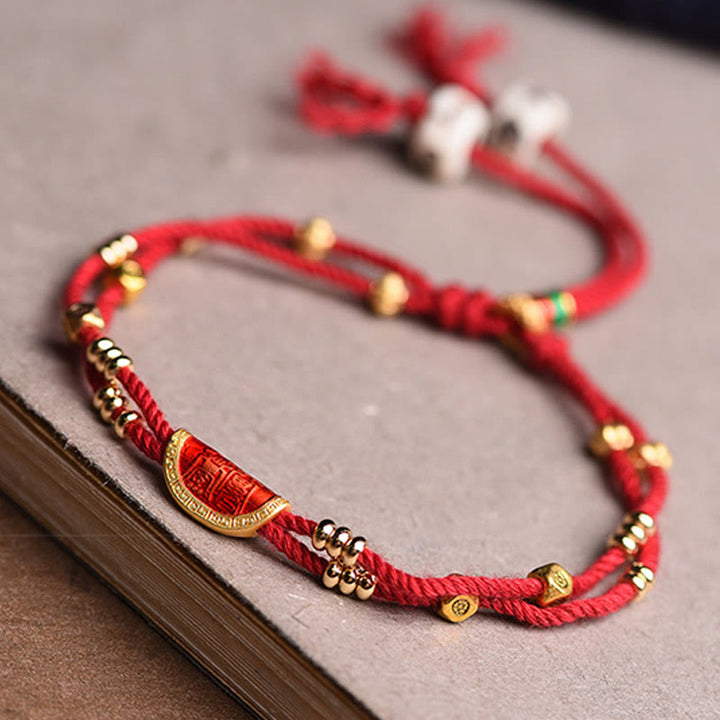 Buddha Stones Handmade Cinnabar Dumplings Design Luck Braided Red Rope Bracelet - image 7