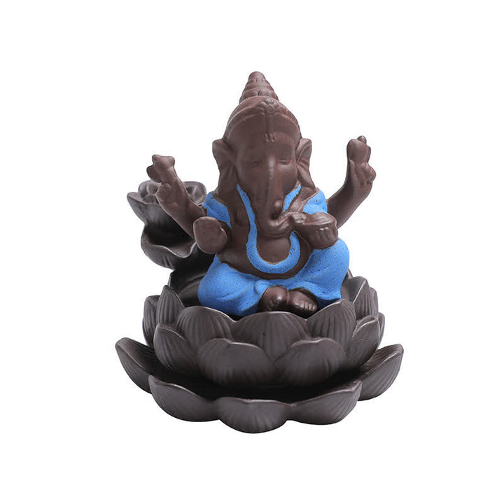 Ganesh Elephant Purple Clay Backflow Smoke Fountain Protection Incense Burner - image 8
