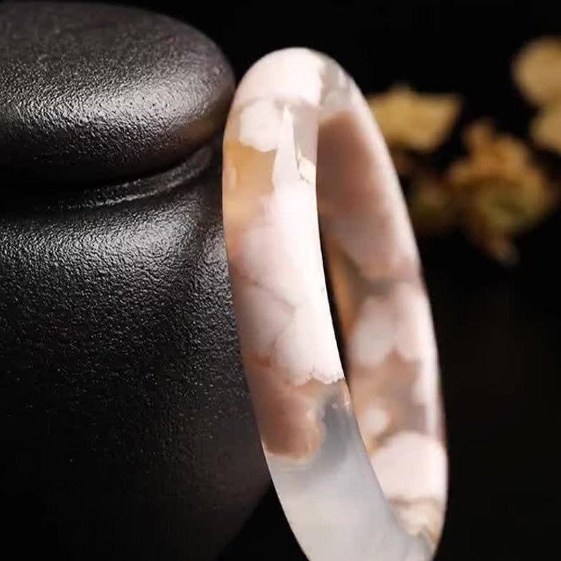 Natural Sakura Agate Peace Bracelet Bangle - image 6