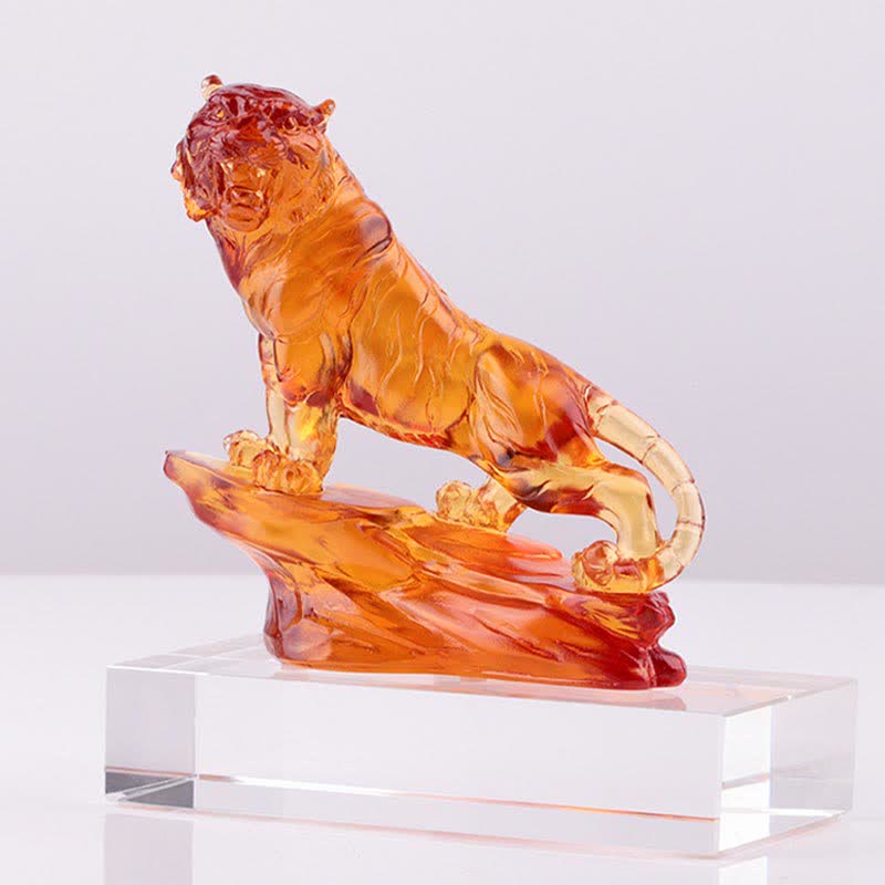 Buddha Stones Handmade Liuli Crystal Tiger Art Piece Protection Home Decoration - image 20