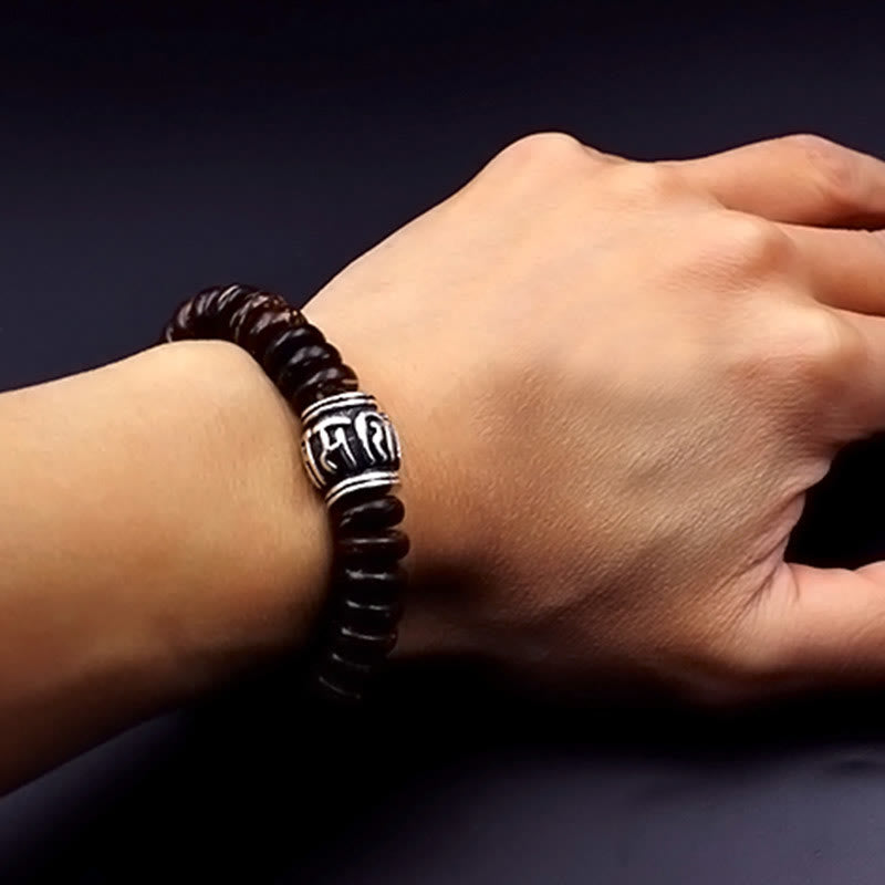 Buddha Stones Natural Tibetan Coconut Shell Om Mani Padme Hum Positive Bracelet - image 18