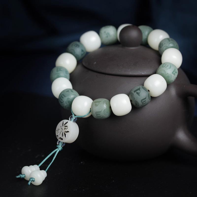 Buddha Stones White Bodhi Six True Words Protection Bracelet - image 1