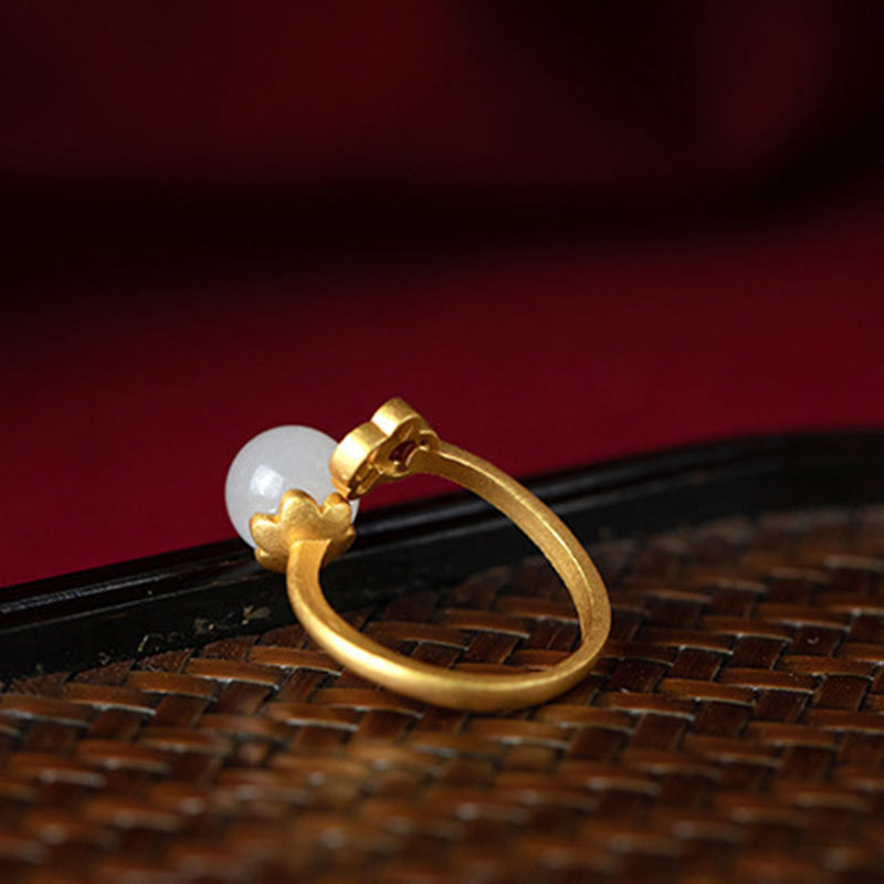 White Jade Auspicious Cloud Blessing Luck Ring - image 10