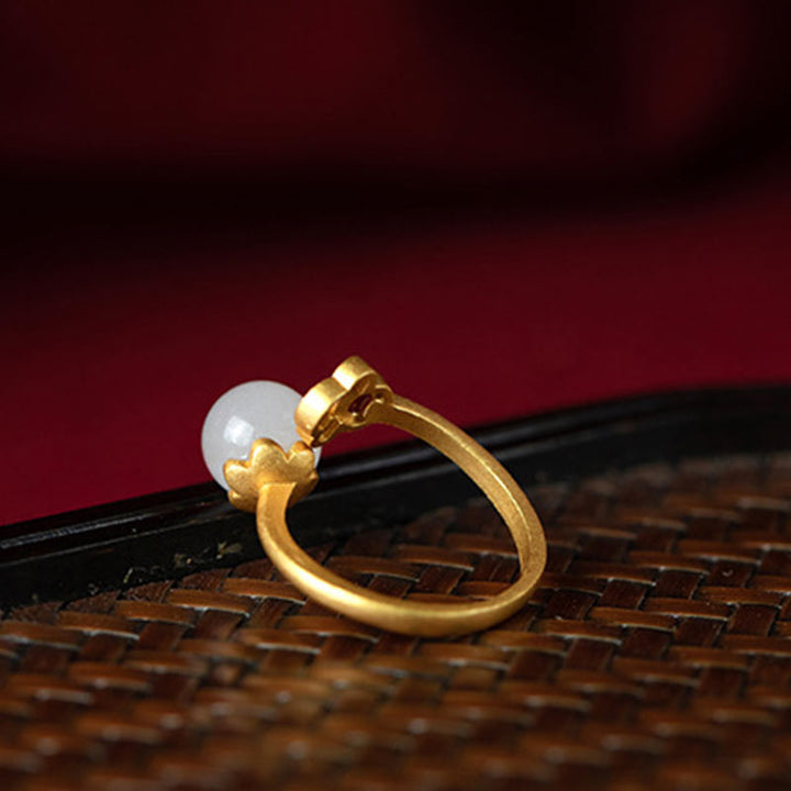 White Jade Auspicious Cloud Blessing Luck Ring - image 10