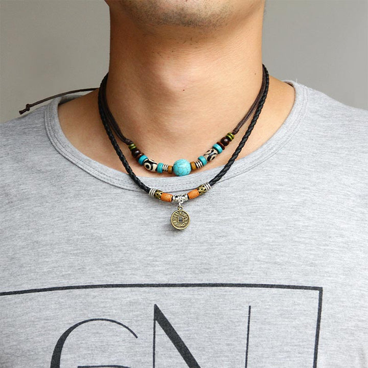 Buddha Stones Turquoise Dzi Bead Protection Necklace - image 3